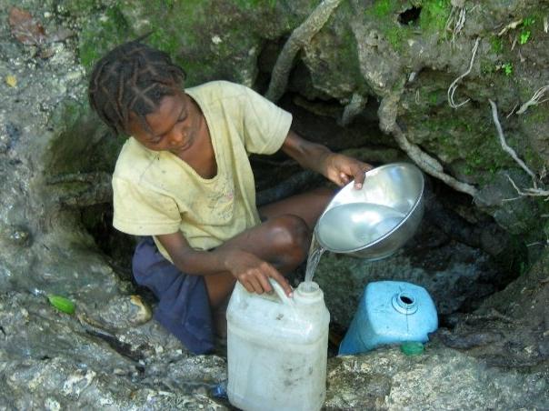 Obtaining water from a spring